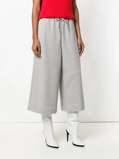 Shop Maison Margiela Wide Leg Cropped Track Pants In Grey