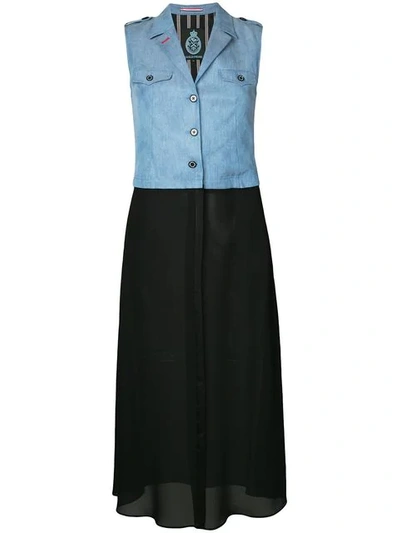Shop Guild Prime Sleeveless Contrast Dress In Indigo Blue