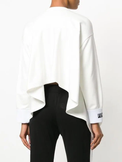 Shop Fendi Logo Flared Sweater In White