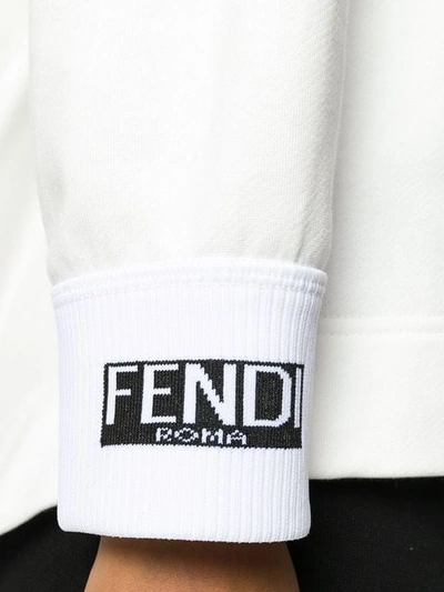 Shop Fendi Logo Flared Sweater In White