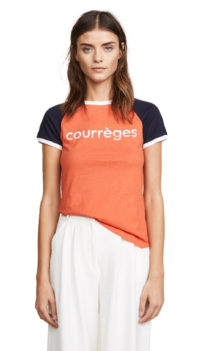 Shop Courrèges T-shirt In Navy/red