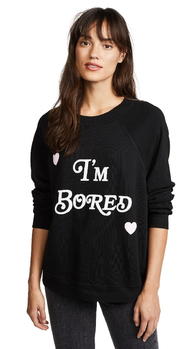 Shop Wildfox I'm Bored Sweatshirt In Black