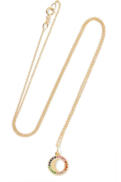 Shop Andrea Fohrman Waning Moon 18-karat Gold, Sapphire And Emerald Necklace