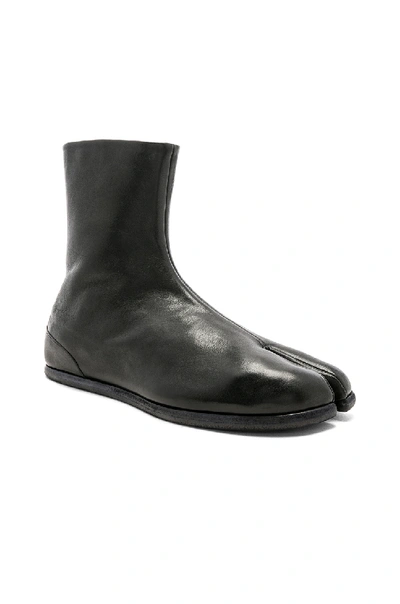 Shop Maison Margiela Leather Tabi Boots In Black