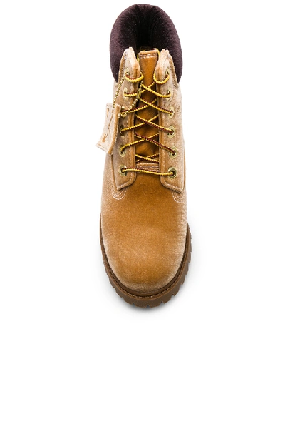 Shop Off-white X Timberland Velvet Hiking Boots In Camel