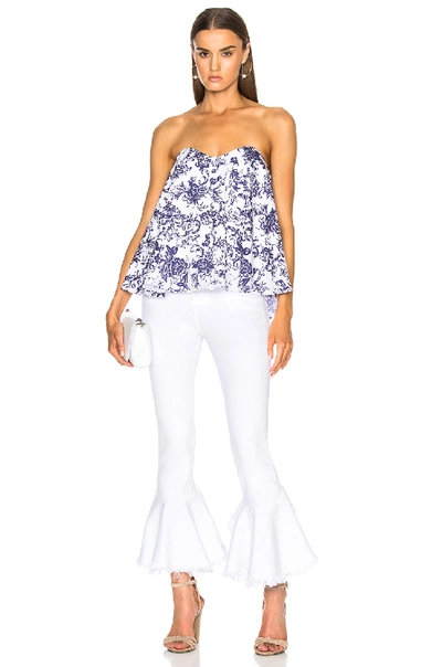 Shop Caroline Constas For Fwrd Coco Top In Floral,white. In Navy
