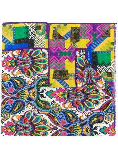 Shop Etro Mixed Paisley Print Scarf