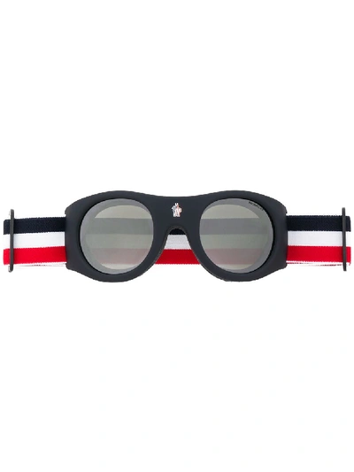Shop Moncler Round Frame Sunglasses In Blue