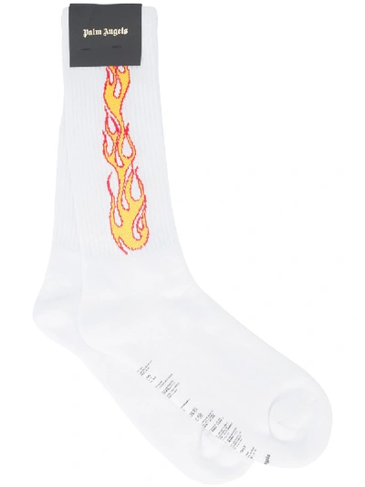 Shop Palm Angels Ribbed Flame Socks
