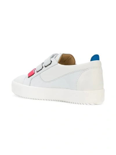 Shop Giuseppe Zanotti Touch Strap Sneakers In White