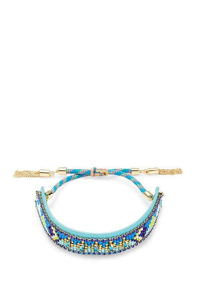 Shop Rebecca Minkoff Zig Zag Seed Bead Friendship Bracelet In Turquoise