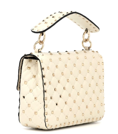 Shop Valentino Rockstud Spike Medium Leather Handbag In White