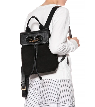 Shop Jw Anderson Pierce Mini Leather And Suede Backpack In Black