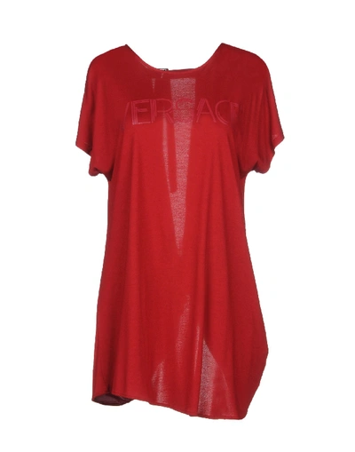 Shop Versace T-shirt In Brick Red