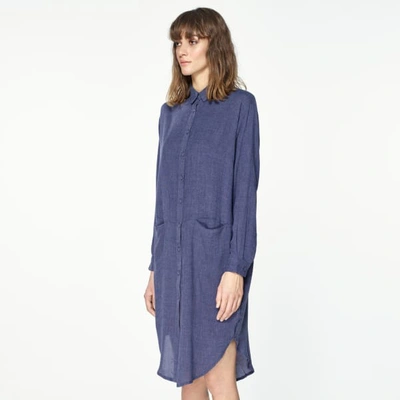 Shop Paisie Shirt Dress With Side Pockets In Blue