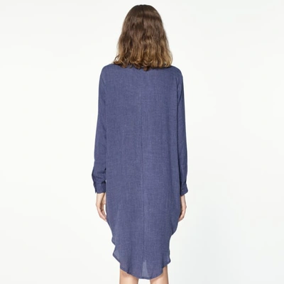 Shop Paisie Shirt Dress With Side Pockets In Blue