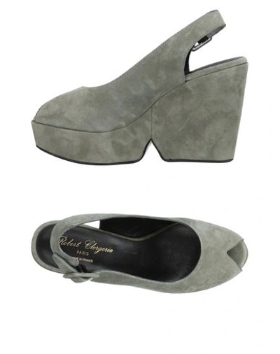Shop Robert Clergerie Woman Sandals Grey Size 11.5 Soft Leather