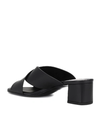 Shop Tod's Leather Sandals In Black