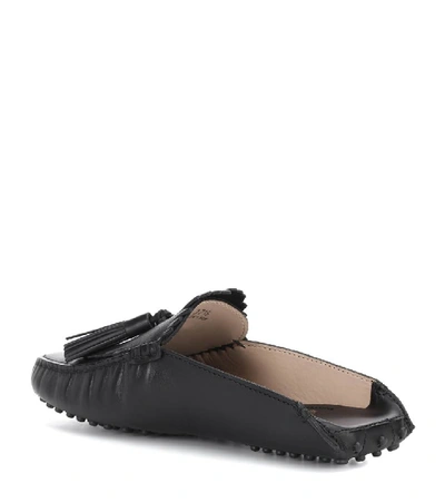 Shop Tod's Gommino Leather Slippers In Black