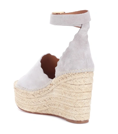 Shop Chloé Lauren Suede Wedge Espadrilles In Grey