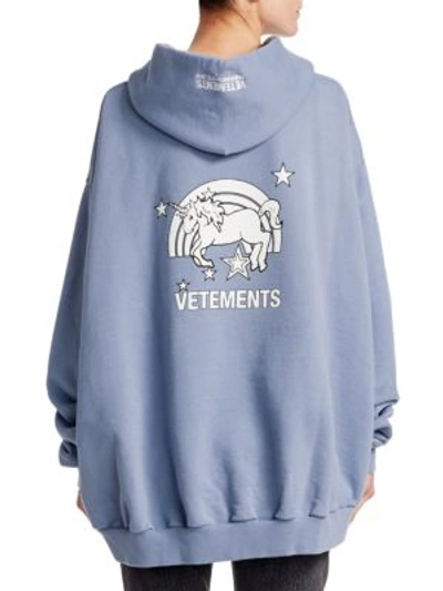 Vetements Unicorns & Rainbows Print Hoodie In Blue | ModeSens