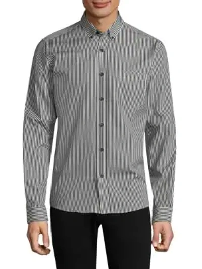 Shop Ami Alexandre Mattiussi Striped Shirt In Black Off White