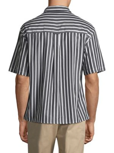 Shop Ami Alexandre Mattiussi Striped Short-sleeve Shirt In Black White