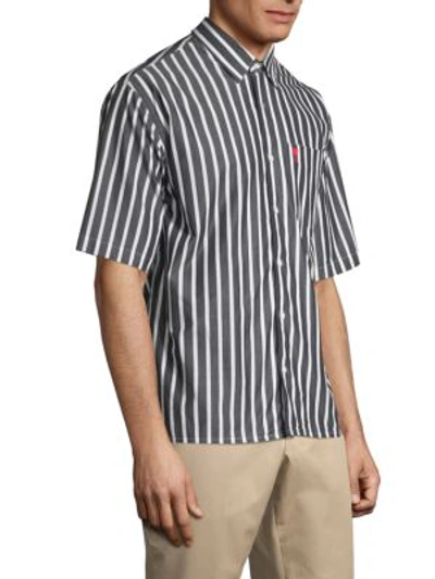 Shop Ami Alexandre Mattiussi Striped Short-sleeve Shirt In Black White