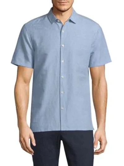 Shop Theory Murray Essential Linen Blend Shirt In Breeze