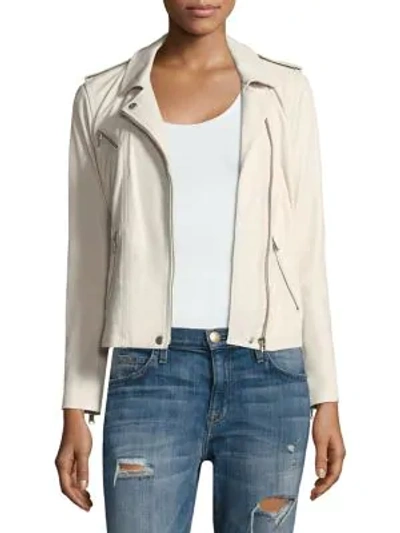 Shop Rebecca Taylor Washed Leather Jacket In Vanilla