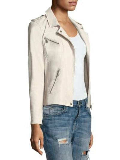 Shop Rebecca Taylor Washed Leather Jacket In Vanilla