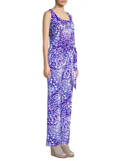 Shop Lilly Pulitzer Printed Sleeveless Jumpsuit In Beckon Blue