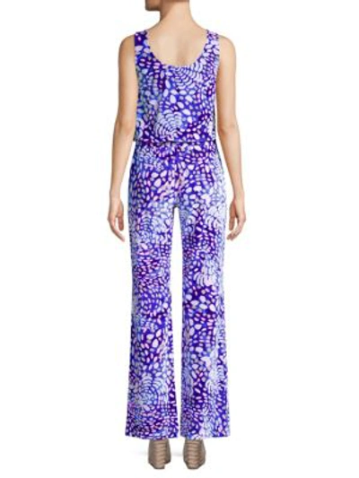 Shop Lilly Pulitzer Printed Sleeveless Jumpsuit In Beckon Blue
