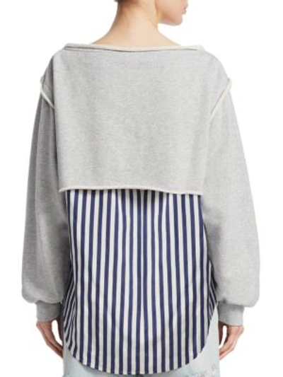 Shop Alexander Wang T Combo Bottom Sweatshirt In Grey Stripe