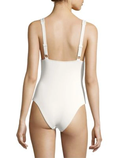Shop Zimmermann One-piece Triangle Swimsuit In White