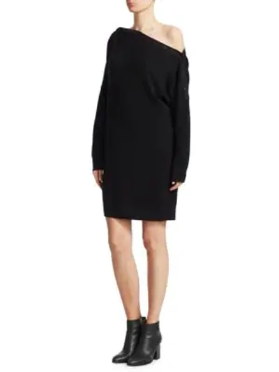 Shop Alexander Wang T Off-the-shoulder Sweater Dress In Black