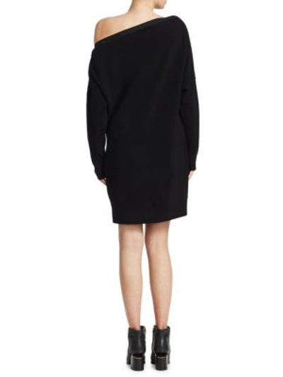 Shop Alexander Wang T Off-the-shoulder Sweater Dress In Black