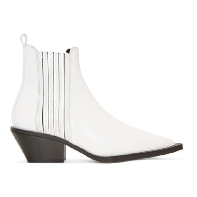 Shop Helmut Lang White Cowboy Boots In 100 White