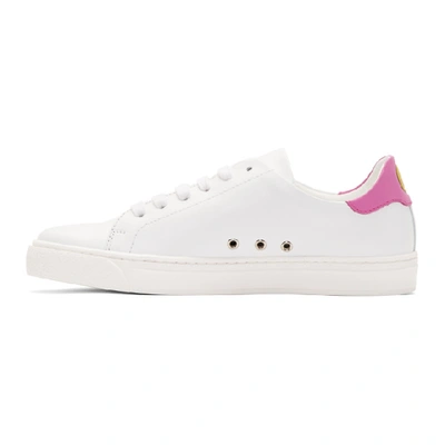 Shop Anya Hindmarch White And Pink Smiley Sneakers In White/bubbl