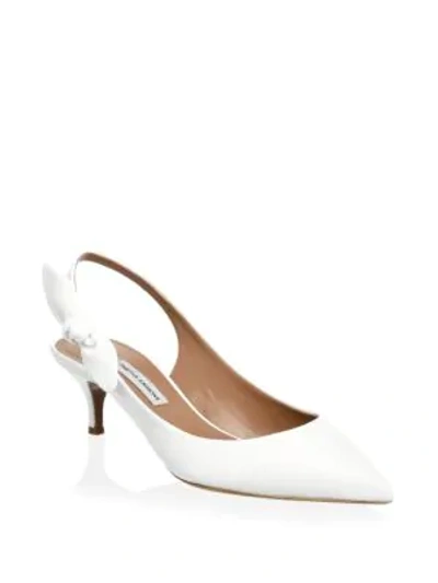 Shop Tabitha Simmons Rise Leather Slingback Pumps In White