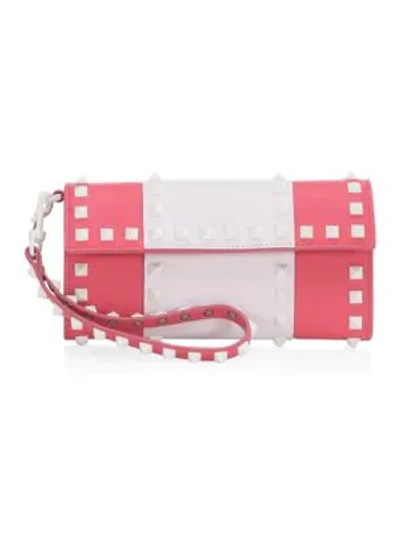 Shop Valentino Free Rockstud Leather Continental Wallet In White
