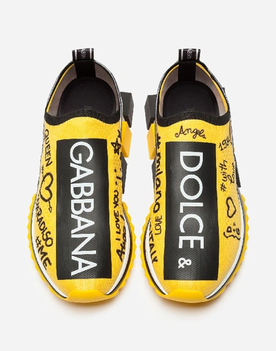 Shop Dolce & Gabbana Sneakers In Sorrento Graffiti Print In Yellow