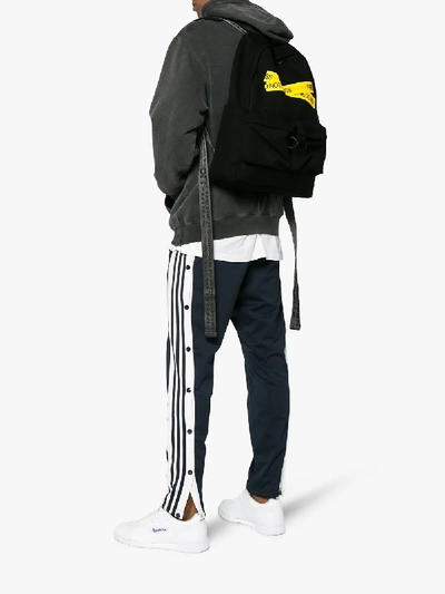 Fire Line Tape Cotton Canvas Backpack In Black