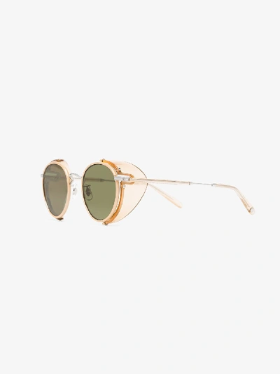 Shop Garrett Leight Wilson Sun Shield Sunglasses In Metallic