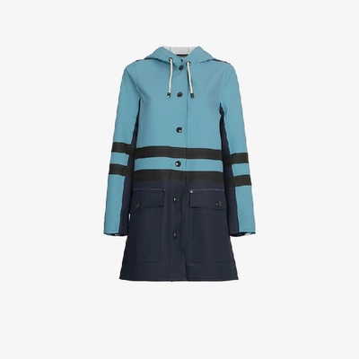 Shop Marni Striped Raincoat In Blue
