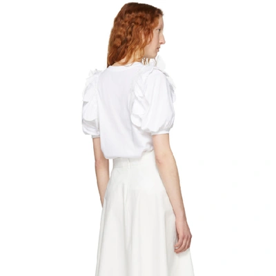 Shop Simone Rocha White Beaded Puff Sleeve T-shirt