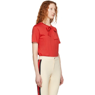 Shop Simone Rocha Red Bow Tie T-shirt
