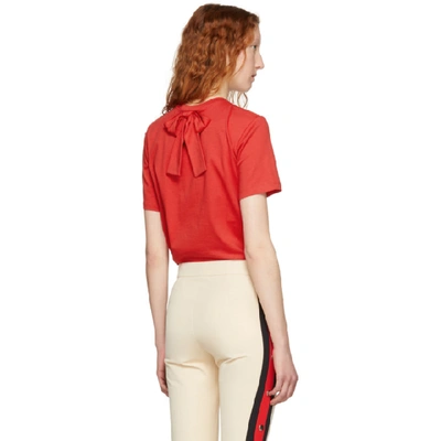 Shop Simone Rocha Red Bow Tie T-shirt