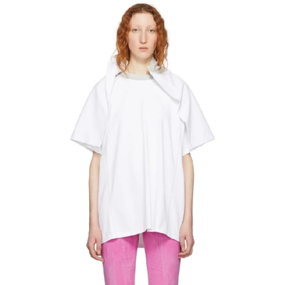 Shop Y/project White Flap Around Shoulder T-shirt In F37 White