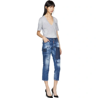 Shop Dsquared2 Blue Boyfriend Jeans In 470 Blue